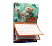 Planificador de pared, divertido calendario mensual 2026, entretenimiento de imágenes de gatos, suministros escolares de oficina de gran formato, organización de bloques de fecha fácil de leer