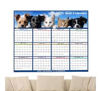 Planificador de pared grande de 12 meses, Planificador anual de 2025, calendario de pared laminado, calendario de pared laminado, 2025 para el hogar, Office, Travel, and Apartment Organization
