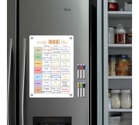 Planificador De Preparación De Comidas Acrílico: Pizarra Semanal Blanca Magnética, Juego De 6 Marcadores Borrables, Superficie Espaciosa De 29,7 X 21 Cm, Accesorio Magnético Duradero | Bloc De Notas V