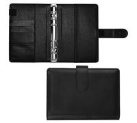 Planificador de presupuesto A6 de piel sintética con calcomanías, cuaderno de 6 anillas, organizador de diario financiero, juego de seguimiento de presupuesto recargable con ranuras para tarjetas