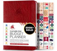 Planificador de presupuesto Clever Fox - Cuaderno de seguimiento de gastos. Diario de presupuesto mensual, planificador de finanzas y libro de cuentas para tomar el control de su dinero - Vino Rojo