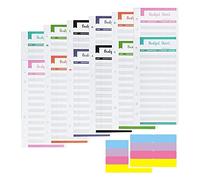 Planificador de presupuesto de 24 hojas, carpeta de presupuesto A6 de 6 agujeros, hojas de presupuesto con 16 etiquetas adhesivas, accesorios de planificador de presupuesto de papel de recambio