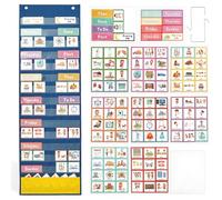 Planificador de rutina para niños, tela Oxford, calendario magnético para niños, con 140 tarjetas, calendario infantil de doble cara, reutilizable para programas de educación en casa, autismo