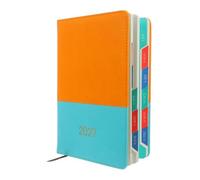 Planificador Diario 2027 A5 de Tapa Blanda, Agenda para Programación | Papel y PU, Divisores Mensuales y Secciones de Actividades, Color Naranja Bicolor Elegante