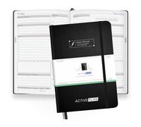 Planificador diario de Active Plan - A5, 90 días, piel sintética negra. Solidifica tu visión, mejora la productividad, prioriza los objetivos y programa cada día, semana y mes para el éxito