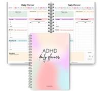 Planificador diario para adultos neurodivergentes con TDAH - Planificador diario de productividad y gestión de tareas para mantenerse organizado y concentrado, A5 arcoíris pastel