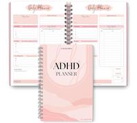 Planificador diario para mujeres con TDAH para adultos neurodivergentes, planificador diario de productividad y gestión de tareas para mantenerse organizado y concentrado, color rosa