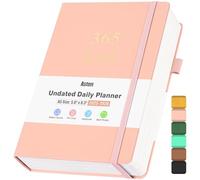 Planificador diario sin fecha con lista de tareas, planificador de 365 días para TDAH, agenda para mujeres y hombres, organizador de productividad con calendario, 8.3x5.8 pulgadas (rosa)