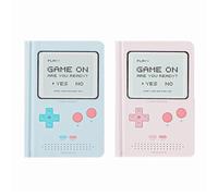 Planificador diario sin fecha de 365 días, cuaderno de diseño de juego, organizador de bolsillo, libro de citas, cuaderno A6, mini diario lindo (rosa + azul)