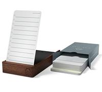 Planificador diario sin fecha para lista de tareas pendientes y soporte de nogal, 120 tarjetas de lista de verificación, 10 tarjetas de objetivo, bloc de notas perfecto para escritorio de trabajo o