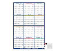 Planificador grande y limpio 2025 - Planificador anual para la pared, organizador seco limpio | Horario de doce meses, mesa de gestión del tiempo reutilizable con un diseño práctico para el dormitorio