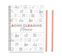 Planificador Limpieza ADHD, Programa Diario Semanal y Mensual Limpieza ADHD Lista Verificación con 2 Lápices Cuaderno Editable para Planificar las Tareas del Hogar y Organizar el Hogar