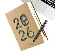 Planificador mensual 2026 - A5 de piel sintética de 365 días, agenda diaria, organizador de citas, agenda académica | Planificación de trabajo, escuela y viaje a casa para estudiantes y profesionales