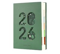 Planificador mensual 2026 - Cuaderno de 365 días | Agenda diaria A5, cubierta de piel sintética para agenda, agenda académica, citas, planificación del trabajo, hogar, escuela, aula, viajes