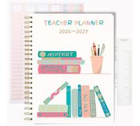 Planificador para profesores 2026-2027, libro de lecciones horizontal para profesores, cubierta de libros coloridos, 8.5 x 11 pulgadas, planificador semanal y mensual de lecciones del año académico