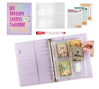 Planificador presupuestario con sobre de efectivo, carpeta de desafío de 100 sobres | Cuaderno de desafío con candado - Sobres para efectivo y costes Planificador presupuestario a prueba de rasgaduras