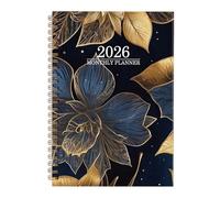 Planificador semanal con estampado de flores, diario mensual, encuadernación de doble bobina, para programación diaria, planificación de tareas y organización del trabajo, 2026