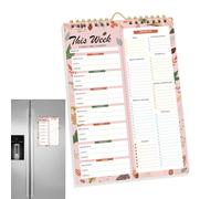 Planificador semanal de alimentos el refrigerador - 52 hojas, bloque de planificación reutilizable | Planificación del menú del organizador del refrigerador, comidas familiares, lista de compras
