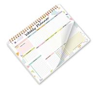 Planificador semanal de doble bobina, blocs de notas, planificador académico, cuaderno de 104 páginas sin fecha para organizadores de escritorio de planificación