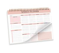 Planificador semanal de encuadernación de doble bobina de 9.76 x 7.28 pulgadas para planes semanales, notas, horarios, planificador académico, diario de 52 semanas, blocs de notas