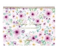 Planificador Semanal de Lunes a Domingo - Weekly Planner Sin fecha (Perpetuo), Tamaño Grande 31,5 x 23 cm, Cierre de Anillas Doble Wire’o, Organizador en Español e Inglés - Takenote Valentina