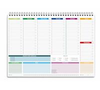 Planificador semanal de mesa 2026 - Agenda semanal 2026, A3 sin fechas con 50 hojas, planificador semanal de mesa en espiral para oficina y casa, organizador de escritorio.