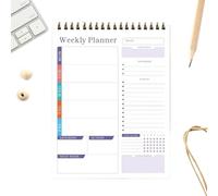 Planificador Semanal de Tareas,Bloc de Agenda Espiral Sin Fechar | Agenda Semanal - Para Hogar Cocina Salón Oficina Escuela Universidad Estudio