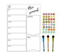 Planificador Semanal Magnético A3 Borrable para Nevera - Pizarra Blanca 30×42 cm con 40 Imanes de Rutinas y 3 Rotuladores - Organización Familiar, Hogar y Pareja - Idea de Regalo Navidad