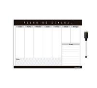 Planificador Semanal Magnético A4 Escribe y borra fácilmente - Organizador Semanal con imán- Planning imantado Escritorio. Planner Organización Negro