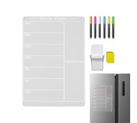 Planificador Semanal Magnético Para | Pizarra Semanal De Borrado En | Con Portalápices 6 Subrayadores Reutilizable Acrílico Set De Calendario De Comidas | Para Cocina Restaurante Hogar