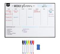 Planificador Semanal Pizarra Magnetica 40x30cm, Pizarra Nevera Planner Semanal To Do List, Reutilizable Pizarra Rotulador Borrable con 6 Rotuladores Y Goma De Borrar