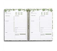 Planificador sin fecha: cuaderno diario para hacer listas, planificador diario, diario con bolsillo interior, organización de oficina para mujeres (verde, 18,5 x 24,4 cm)