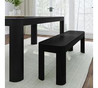 Plank+Beam Banco de contorno, moderno banco de comedor redondeado de 58 pulgadas, banco para mesa de cocina de 72 pulgadas, color negro