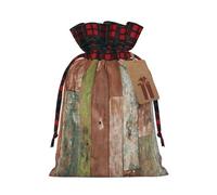 Planks Weathered Old Look Print Christmas Drawstring Eco-Friendly Gift Bags For Festive Birthday Wrapping Needs