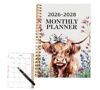 Planner 2026-2028 - Bloc de notas diario con encuadernación en espiral de 50 páginas