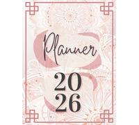 Planner 2026: Pink Mandala Design with Weekly and Monthly Layouts | Habit Tracker, Goal Setting and Vision Board Section | Aesthetic Zen Style