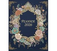 Planner 2026: Weekly Monthly 12 Months Calendar & Organizer | Boho Florals and Mandala | Dark Navy Cover