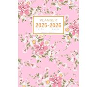 Planner April 2025-2026 March: A5 Weekly and Monthly Notebook Organizer | Gentle Blooming Flower Design Pink
