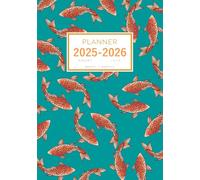 Planner August 2025-2026 July: A5 Weekly and Monthly Organizer | Cute Koi Fish Design Teal