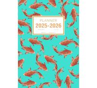 Planner August 2025-2026 July: A5 Weekly and Monthly Organizer | Cute Koi Fish Design Turquoise