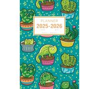 Planner June 2025-2026 May: 6x9 Weekly and Monthly Organizer | Cute Flowerpot Cat Cactus Design Teal
