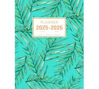 Planner June 2025-2026 May: 8.5 x 11 Large Notebook Organizer with Hourly Time Slots | Summer Tropical Leaf Design Turquoise