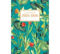 Planner June 2025-2026 May: A5 Weekly and Monthly Organizer | Acrylic Painting Floral Design Teal