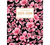 Planner May 2025-2026 April: 8 x 10 Large Notebook Organizer with Hourly Time Slots | Sweet Monotone Flower Design Black