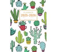 Planner May 2025-2026 April: A4 Weekly and Monthly Organizer | Cute Cactus and Succulent Design White