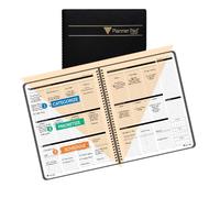 Planner Pad Encuadernado en espiral de enero a diciembre de 2026/calendario año 8 1/2 x 11 pulgadas, organizador grande de 3 niveles con embudo de 12 meses, cubierta negra/tinta negra