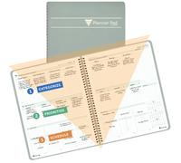 Planner Pad Organizador de tamaño grande de embudo de 3 niveles con espiral para 12 meses, julio de 2026 a junio de 2027/año académico, cubierta gris verdoso/tinta verde suave, 8 1/2 x 11 pulgadas