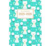 Planner September 2025-2026 August: A4 Weekly and Monthly Organizer | Illustrated Cute Cat Design Turquoise
