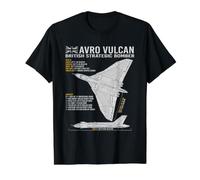 Plano de avión de Guerra Vulcan Bomber RAF Camiseta gráfica económica, Hombre, Negro, XL