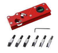 Plano de chaflán para carpintería, herramienta de aplanamiento de esquinas de borde rojo, profundidad ajustada, biselado de 45°, cepilladora manual para recortar bordes de madera (7 cortadores)